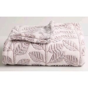 The Big One Frosted Striped Leaves Oversized Fleece Throw - 5' x 6'  *New*